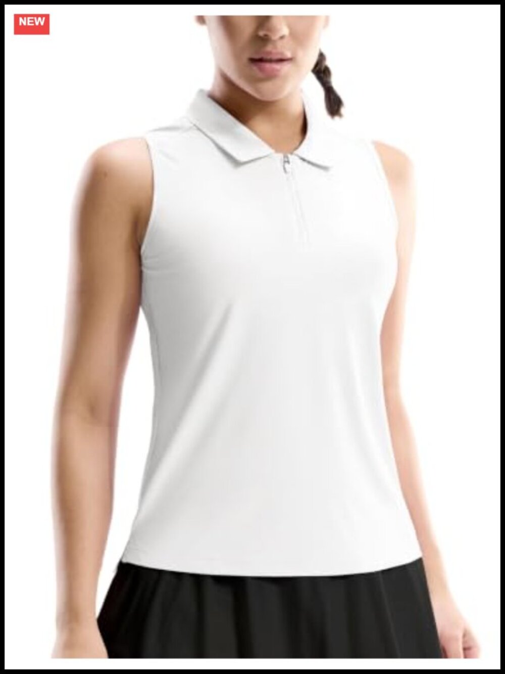 Womens Sleeveless Golf Polo Shirt UPF 50+ Quick Dry Quarter Zip Athletic Top